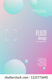 Cover fluid with round shapes. Gradient circles on holographic background. Modern hipster template for placards, banners, flyers, report, brochure. Minimal cover fluid in vibrant neon colors.