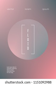 Cover fluid with round shapes. Gradient circles on holographic background. Modern hipster template for placards, banners, flyers, report, brochure. Minimal cover fluid in vibrant neon colors.