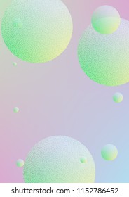 Cover fluid with round shapes. Gradient circles on holographic background. Modern hipster template for placards, banners, flyers, report, brochure. Minimal cover fluid in vibrant neon colors.