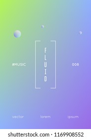 Cover fluid with round shapes. Gradient circles on holographic background. Modern hipster template for placards, banners, flyers, report, brochure. Minimal cover fluid in vibrant neon colors.