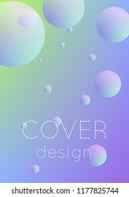 Cover fluid with round shapes. Gradient circles on holographic background. Modern hipster template for placards, banners, flyers, report, brochure. Minimal cover fluid in vibrant neon colors.