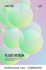Cover fluid with round shapes. Gradient circles on holographic background. Modern hipster template for placards, banners, flyers, report, brochure. Minimal cover fluid in vibrant neon colors.