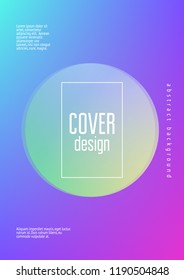 Cover fluid with round shapes. Gradient circles on holographic background. Modern hipster template for placards, banners, flyers, report, brochure. Minimal cover fluid in vibrant neon colors.