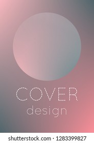 Cover fluid with round shapes. Gradient circles on holographic background. Modern hipster template for placards, banners, flyers, report, brochure. Minimal cover fluid in vibrant neon colors.