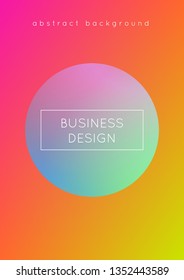 Cover fluid with round shapes. Gradient circles on holographic background. Modern hipster template for placards, banners, flyers, report, brochure. Minimal cover fluid in vibrant neon colors.
