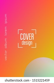 Cover fluid with round shapes. Gradient circles on holographic background. Modern hipster template for placards, banners, flyers, report, brochure. Minimal cover fluid in vibrant neon colors.