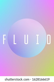 Cover fluid with round shapes. Gradient circles on holographic background. Modern hipster template for placards, banners, flyers, report, brochure. Minimal cover fluid in vibrant neon colors.