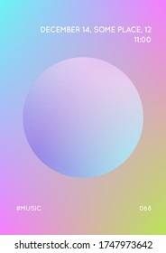 Cubra el fluido con formas redondeadas. círculos degradados sobre fondo holográfico. Plantilla moderna de hipster para carteles, pancartas, volantes, reportes, folletos. Líquido mínimo de cobertura en colores vibrantes de neón.