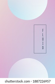 Cover fluid with round shapes. Gradient circles on holographic background. Modern hipster template for placards, banners, flyers, report, brochure. Minimal cover fluid in vibrant neon colors.