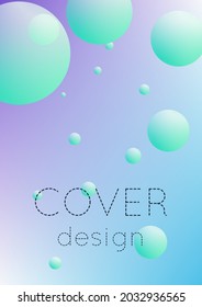 Cover fluid with round shapes. Gradient circles on holographic background. Modern hipster template for placards, banners, flyers, report, brochure. Minimal cover fluid in vibrant neon colors.