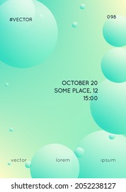 Cover fluid with round shapes. Gradient circles on holographic background. Modern hipster template for placards, banners, flyers, report, brochure. Minimal cover fluid in vibrant neon colors.