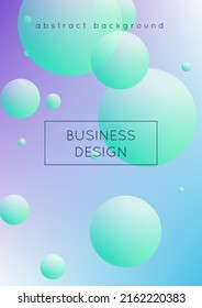 Cover fluid with round shapes. Gradient circles on holographic background. Modern hipster template for placards, banners, flyers, report, brochure. Minimal cover fluid in vibrant neon colors.