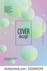 Cover fluid with round shapes. Gradient circles on holographic background. Modern hipster template for placards, banners, flyers, report, brochure. Minimal cover fluid in vibrant neon colors.