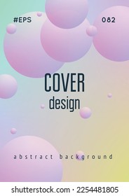 Cubra el fluido con formas redondeadas. círculos degradados sobre fondo holográfico. Plantilla moderna de hipster para carteles, pancartas, volantes, reportes, folletos. Líquido mínimo de cobertura en colores vibrantes de neón.