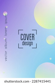 Cubra el fluido con formas redondeadas. círculos degradados sobre fondo holográfico. Plantilla moderna de hipster para carteles, pancartas, volantes, reportes, folletos. Líquido mínimo de cobertura en colores vibrantes de neón.