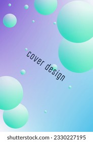Cover fluid with round shapes. Gradient circles on holographic background. Modern hipster template for placards, banners, flyers, report, brochure. Minimal cover fluid in vibrant neon colors.