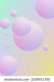 Deckflüssigkeit mit runden Formen. Farbkreise auf holografischem Hintergrund. Moderne Hipster-Vorlage für Plakate, Banner, Flyer, Bericht, Broschüre. Minimale Deckflüssigkeit in lebhaften Neonfarben.