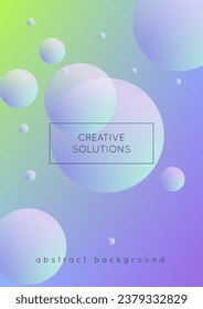 Cover fluid with round shapes. Gradient circles on holographic background. Modern hipster template for placards, banners, flyers, report, brochure. Minimal cover fluid in vibrant neon colors.