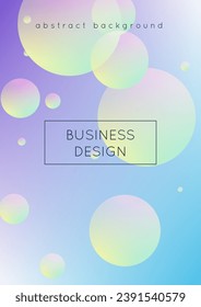 Cover fluid with round shapes. Gradient circles on holographic background. Modern hipster template for placards, banners, flyers, report, brochure. Minimal cover fluid in vibrant neon colors.