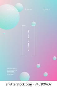 Cover fluid with round shapes. Gradient circles on holographic background. Modern hipster template for placards, banners, flyers, report, brochure. Minimal cover fluid in vibrant neon colors.
