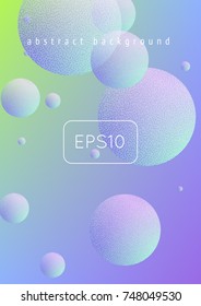 Cover fluid with round shapes. Gradient circles on holographic background. Modern hipster template for placards, banners, flyers, report, brochure. Minimal cover fluid in vibrant neon colors.