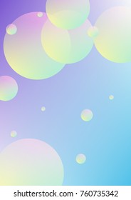 Cover fluid with round shapes. Gradient circles on holographic background. Modern hipster template for placards, banners, flyers, report, brochure. Minimal cover fluid in vibrant neon colors.