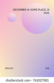 Cover fluid with round shapes. Gradient circles on holographic background. Modern hipster template for placards, banners, flyers, report, brochure. Minimal cover fluid in vibrant neon colors.