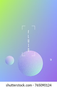 Cover fluid with round shapes. Gradient circles on holographic background. Modern hipster template for placards, banners, flyers, report, brochure. Minimal cover fluid in vibrant neon colors.