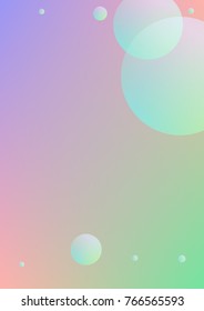 Cover fluid with round shapes. Gradient circles on holographic background. Modern hipster template for placards, banners, flyers, report, brochure. Minimal cover fluid in vibrant neon colors.
