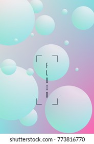 Cover fluid with round shapes. Gradient circles on holographic background. Modern hipster template for placards, banners, flyers, report, brochure. Minimal cover fluid in vibrant neon colors.