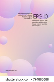Cover fluid with round shapes. Gradient circles on holographic background. Modern hipster template for placards, banners, flyers, report, brochure. Minimal cover fluid in vibrant neon colors.