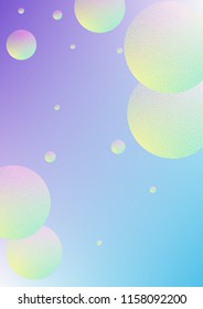 Cover fluid with round shapes and halftone dots texture. Gradient circles on holographic background. Modern template for banners, flyers, report, brochure. Minimal cover fluid in vibrant neon colors.