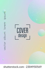 Cubra el fluido con formas redondeadas y textura de puntos de semitono. círculos degradados sobre fondo holográfico. Plantilla moderna para banners, volantes, reportes, folletos. Líquido mínimo de cobertura en colores vibrantes de neón.