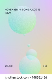 Cover fluid with round shapes and halftone dots texture. Gradient circles on holographic background. Modern template for banners, flyers, report, brochure. Minimal cover fluid in vibrant neon colors.