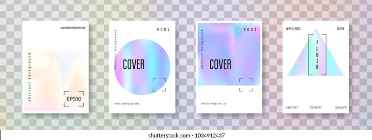 Cover fluid set. Abstract backgrounds. Trendy cover fluid with gradient mesh. 90s, 80s retro style. Pearlescent graphic template for book, annual, mobile interface, web app.