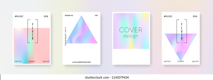 Cover fluid set. Abstract backgrounds. Bright cover fluid with gradient mesh. 90s, 80s retro style. Iridescent graphic template for placard, presentation, banner, brochure.