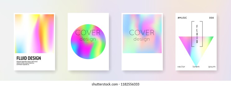 Cover fluid set. Abstract backgrounds. Spectrum cover fluid with gradient mesh. 90s, 80s retro style. Pearlescent graphic template for book, annual, mobile interface, web app.