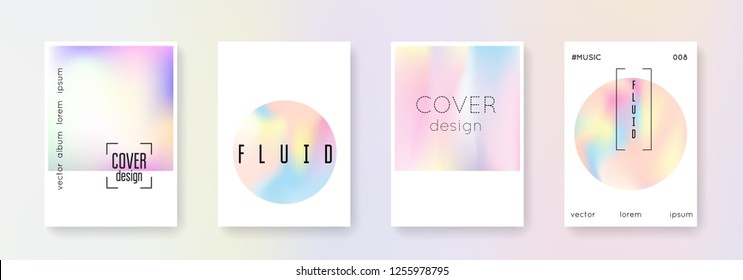 Cover fluid set. Abstract backgrounds. Liquid cover fluid with gradient mesh. 90s, 80s retro style. Pearlescent graphic template for book, annual, mobile interface, web app.
