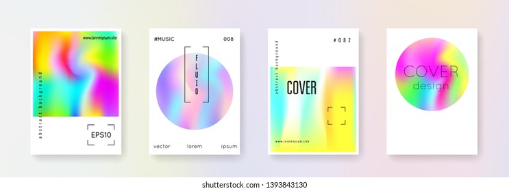 Cover fluid set. Abstract backgrounds. Vintage cover fluid with gradient mesh. 90s, 80s retro style. Pearlescent graphic template for book, annual, mobile interface, web app.