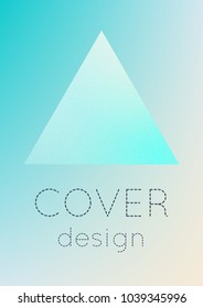 Cover fluid with triangle shapes. Gradient triangles on holographic background. Modern hipster template for banners, flyers, report, brochure. Minimal cover fluid in vibrant neon colors.