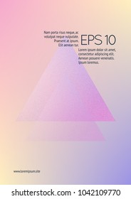 Cover fluid with triangle shapes. Gradient triangles on holographic background. Modern hipster template for banners, flyers, report, brochure. Minimal cover fluid in vibrant neon colors.