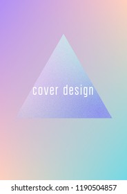 Cover fluid with triangle shapes. Gradient triangles on holographic background. Modern hipster template for banners, flyers, report, brochure. Minimal cover fluid in vibrant neon colors.
