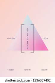Cover fluid with triangle shapes. Gradient triangles on holographic background. Modern hipster template for banners, flyers, report, brochure. Minimal cover fluid in vibrant neon colors.