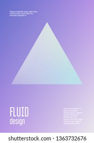 Cover fluid with triangle shapes. Gradient triangles on holographic background. Modern hipster template for banners, flyers, report, brochure. Minimal cover fluid in vibrant neon colors.
