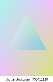 Cover fluid with triangle shapes. Gradient triangles on holographic background. Modern hipster template for placards, banners, flyers, report, brochure. Minimal cover fluid in vibrant neon colors.