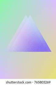 Cover fluid with triangle shapes. Gradient triangles on holographic background. Modern hipster template for placards, banners, flyers, report, brochure. Minimal cover fluid in vibrant neon colors.