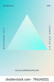 Cover fluid with triangle shapes. Gradient triangles on holographic background. Modern hipster template for banners, flyers, report, brochure. Minimal cover fluid in vibrant neon colors.
