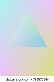 Cover fluid with triangle shapes. Gradient triangles on holographic background. Modern hipster template for placards, banners, flyers, report, brochure. Minimal cover fluid in vibrant neon colors.