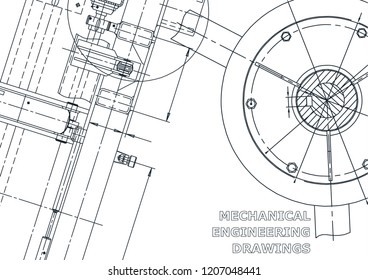Cover, flyer, banner. Vector engineering illustration. Blueprint