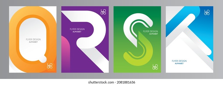 Cover flyer design with abstract alphabet template. Vector illustration of corporate business brochure, annual report layout.